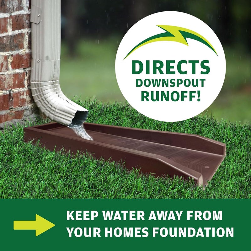 MasterMark Splash Block, Decorative Gutter Downspout Extensions, Splashguard, Foundation Water Diverter, Rain Gutter Guard, Plastic 24” Brown (4 Pack) - Image 3